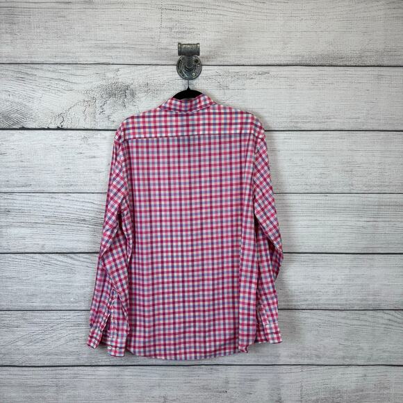 Rodd & Gunn Men's Pink Blue Checkered Button Up Long Sleeve Shirt Size Large - Picture 6 of 8